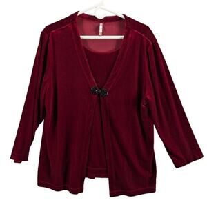 Vintage White Stag Shirt Womens Extra Large Red Velvet Holiday Whimsygoth